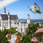 Fantasy fairy cats with castle